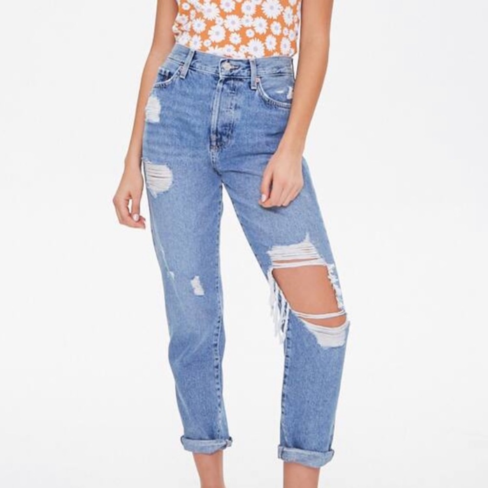 Forever21 Distressed Mom Jeans